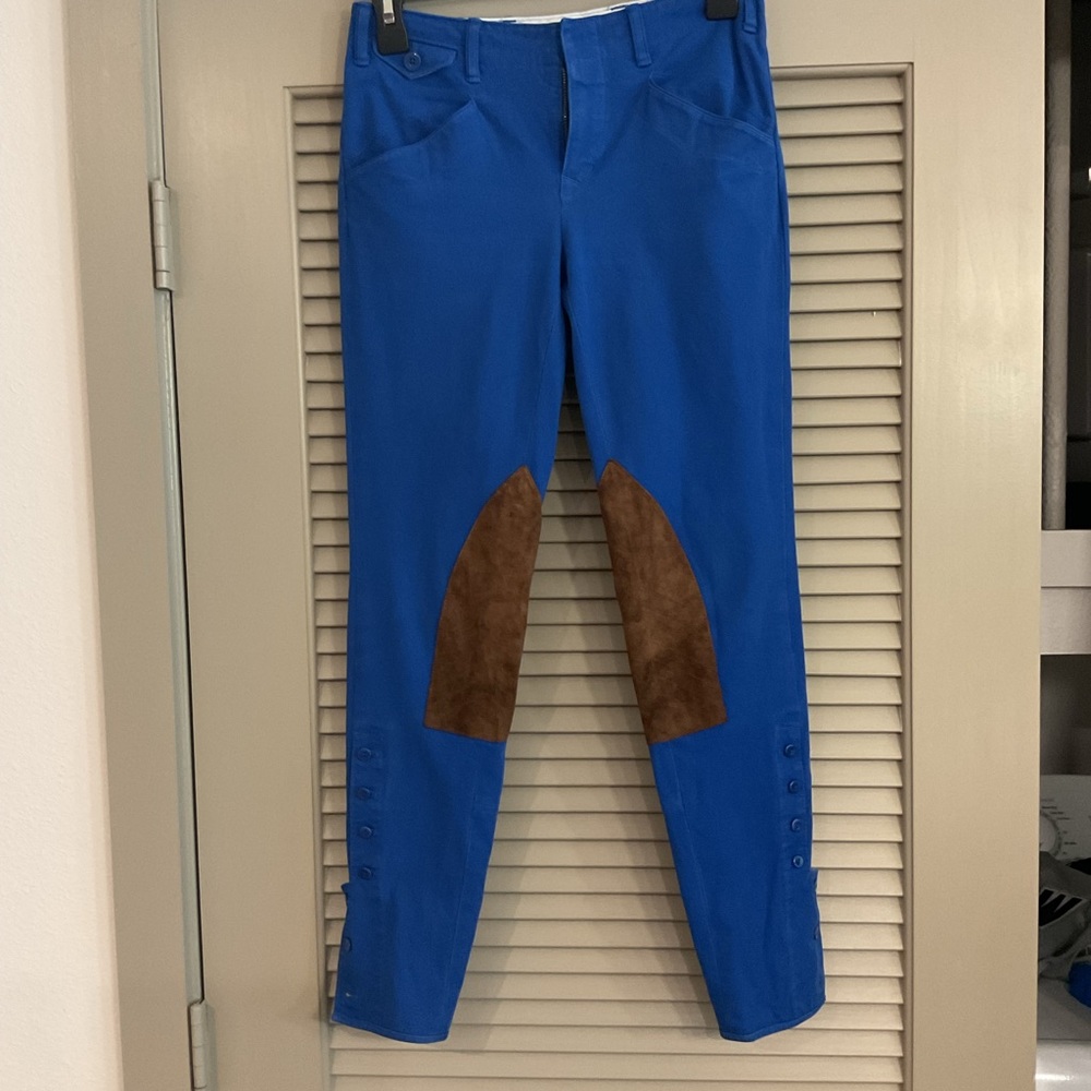 Ralph Lauren Blue Jeans with Brown Patches Riding Jeans
